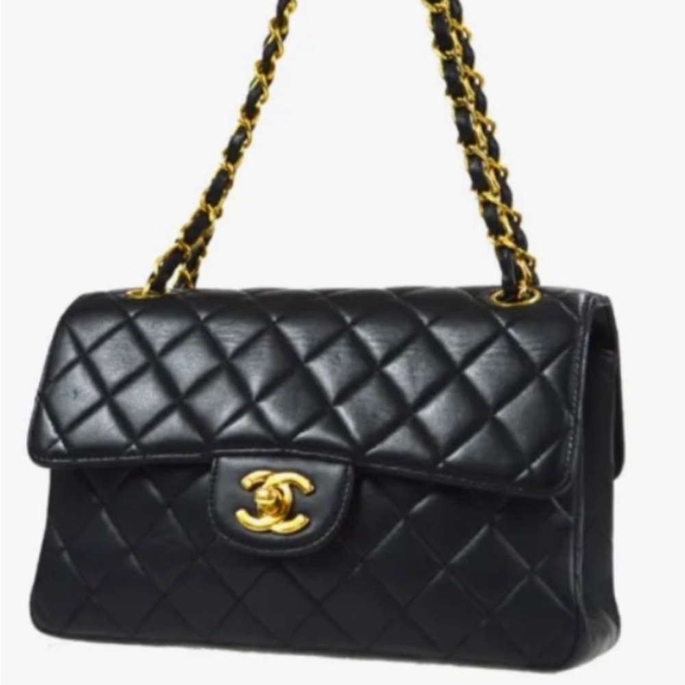 Extremely rare Chanel vintage lambskin two faced double flap bag 18k gold - Picture 3 of 16